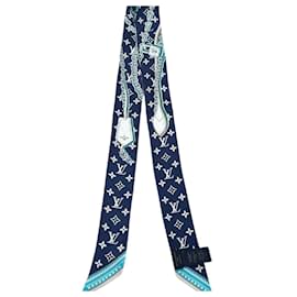 Louis Vuitton-Louis Vuitton Bandeau BB Ultimate Silk Scarf-Brown,Blue