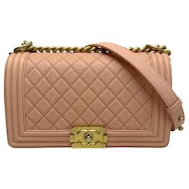 Chanel-Chanel Boy Chanel Matelasse Chain Shoulder Bag-Pink,Golden