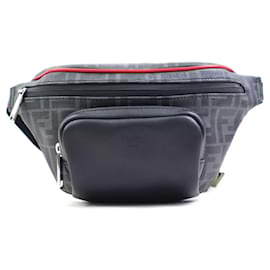 Fendi-Fendi Leather Fanny Pack in Black and Red-Black,Red