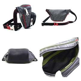 Fendi-Fendi Leather Fanny Pack in Black and Red-Black,Red