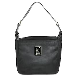 Fendi-Fendi Black Leather Shoulder Bag-Black