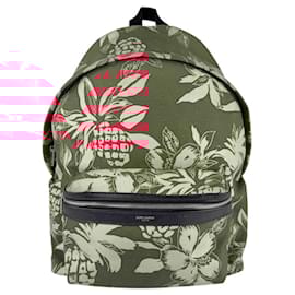Saint Laurent-Saint Laurent Nylon Canvas and Leather Backpack-Black,Red