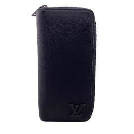 Louis Vuitton Black Leather Long Wallet Black