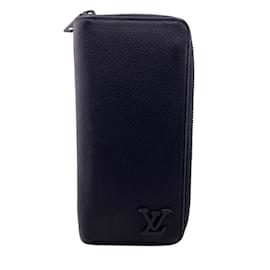 Louis Vuitton-Louis Vuitton Black Leather Long Wallet-Black