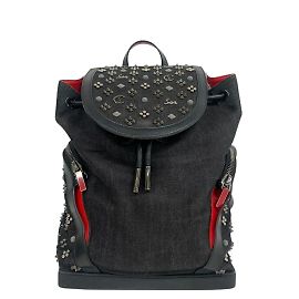 Schwarzer Denim-Rucksack von Christian Louboutin Schwarz