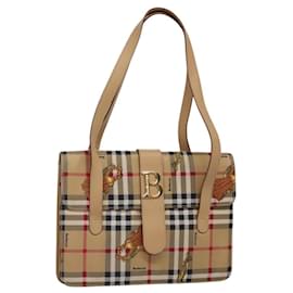 Autre Marque-Burberrys Nova Check Shoulder Bag Nylon Beige Gold Auth 114924-Beige,Golden