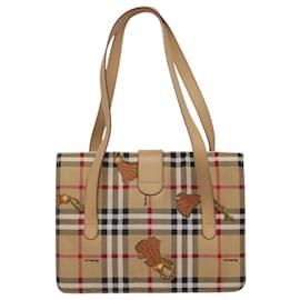 Autre Marque-Burberrys Nova Check Shoulder Bag Nylon Beige Gold Auth 114924-Beige,Golden