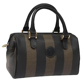 Fendi-FENDI Mini Sac à Main en Toile Pécan Marron Noir Or Auth am7752-Marron,Noir,Doré