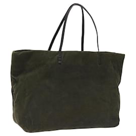 Fendi-FENDI Tote Bag Corduroy Khaki Auth fm4319-Khaki