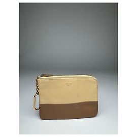 Céline Vintage Celine Paris Leather Card Holder Beige Brown Beige