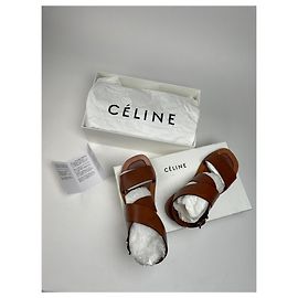 Céline Sandali in pelle vintage Celine Paris marroni EU37,5 Marrone