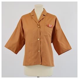 Hermès-HERMES Tops T.FR 38 Cotton-Brown