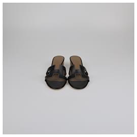 Hermès-HERMES Sandals T.EU 37 Leather-Black
