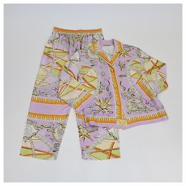 Pantaloni EMILIO PUCCI T.FR 40 Seta Multicolore