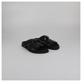 Hermès-HERMES Flats T.EU 43 Leather-Black