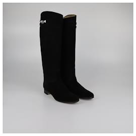 Hermès-HERMES Boots T.EU 37 Suede-Black