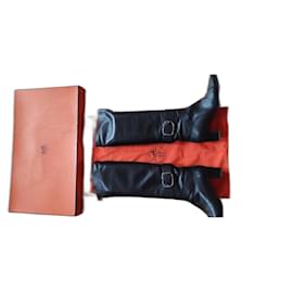 Hermès-High boots-Dark brown
