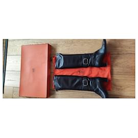 Hermès-High boots-Dark brown