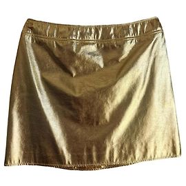 Mcq Gold Laminated A Line Mini Skirt Golden