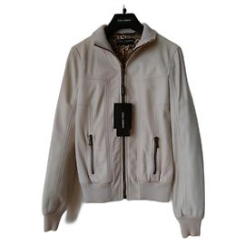 DOLCE & GABBANA BOMBER IN NAPPA. Eggshell