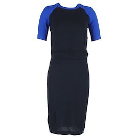 Abito midi color-block con schiena aperta A.L.C. in viscosa nera e blu Nero