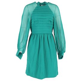 Abito al ginocchio in lana e seta verde con dettagli trasparenti di 3.1 Phillip Lim Verde