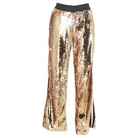 Autre Marque-Serena Baute Sequin Trousers in Gold Polyester-Golden,Metallic