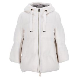 Giacca puffer con cappuccio Herno in pelliccia sintetica acrilica bianca Bianco