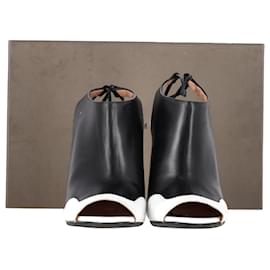 Roland Mouret-Roland Mouret Damier Slingback Ankle Boots in Black Leather-Black