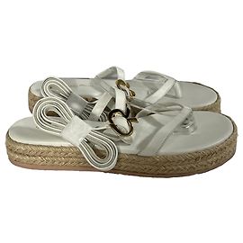 Sandálias espadrilles Beachclub com amarração Gianvito Rossi em couro branco Branco Cru
