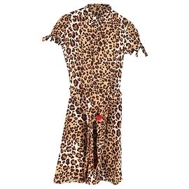 Vestido midi de onça Moschino Cheap and Chic em algodão marrom Outro