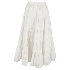 Jupe midi à volants Ulla Johnson en coton blanc Blanc Écru