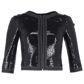 Blazer court zippé en sequins Chanel en polyester noir Noir
