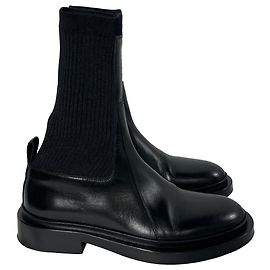 Stivaletti Chelsea in pelle nera a coste Jil Sander Nero