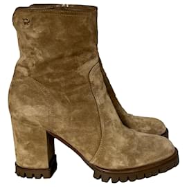 Gianvito Rossi-Bottines à zip Gianvito Rossi Timber en daim marron-Marron,Rouge