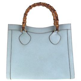 Gucci Vintage Bamboo Diana Leder Tote Hellblau