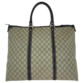 Gucci-Bolsa tote de couro em lona GG Supreme da Gucci-Marrom,Bege