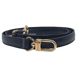 Louis Vuitton-Louis Vuitton Black Leather Shoulder Strap Unisex-Black