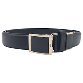 Yves Saint Laurent-Yves Saint Laurent Vintage Black Silver Leather Belt-Black,Silvery