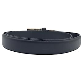 Yves Saint Laurent-Yves Saint Laurent Vintage Black Silver Leather Belt-Black,Silvery