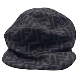 Fendi-Fendi Nylon Zucca Pattern Cap FXQ825-Black