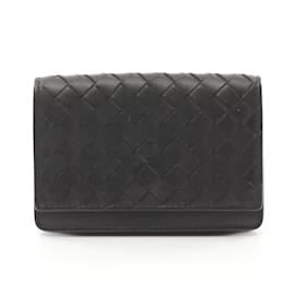 Bottega Veneta-Bottega Veneta Intrecciato Leather Card Case-Black