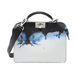 Fendi-Fendi Peekaboo ISeeU X-Cross Handbag-Black,White,Blue