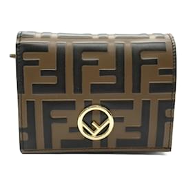 Fendi-Fendi Bi-fold Leather Wallet-Brown