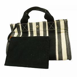 Hermès Bolsa Tote Hermes Cannes PM em lona preta Preto
