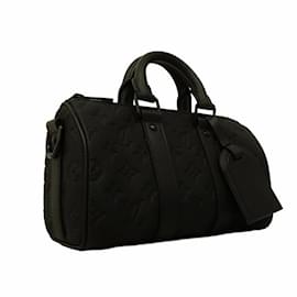 Louis Vuitton-Louis Vuitton Monogram Taurillon Keepall Bandouliere 25 Handbag-Black