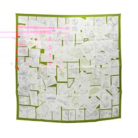 Hermès-Hermes Carré 90 LE PHILATELISTE DU FAUBOURG Silk Scarf-Multiple colors,Orange