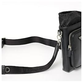 Prada-Prada Leather Smartphone Case Shoulder Pouch-Black