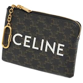 Céline-Celine Black Canvas Coin and Card Case-Black