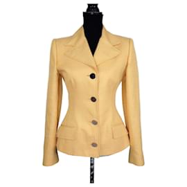 Dolce & Gabbana-Yellow cotton and silk blazer Dolce & Gabbana-Yellow